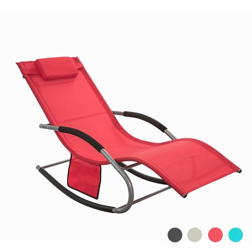 Bain De Soleil Chaise Longue Fauteuil à Bascule Avec Appui-tête Et Pochette Latérale, Ogs28-r