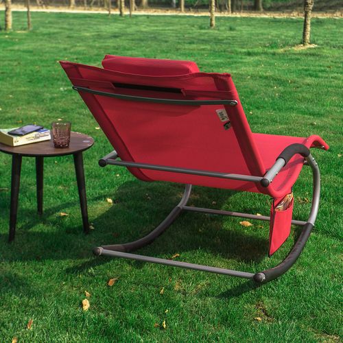 Bain De Soleil Chaise Longue Fauteuil à Bascule Avec Appui-tête Et Pochette Latérale, Ogs28-r