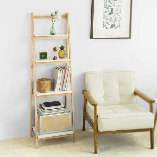 Bibliothèque Étagère Pliable Style Échelle Avec 4 Niveaux De Rangement, Frg162-n