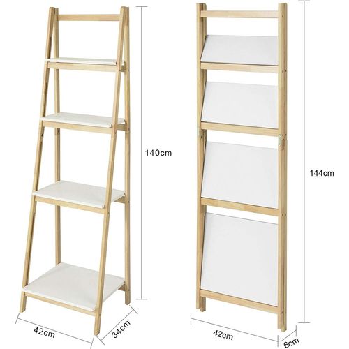 Bibliothèque Étagère Pliable Style Échelle Avec 4 Niveaux De Rangement, Frg162-n