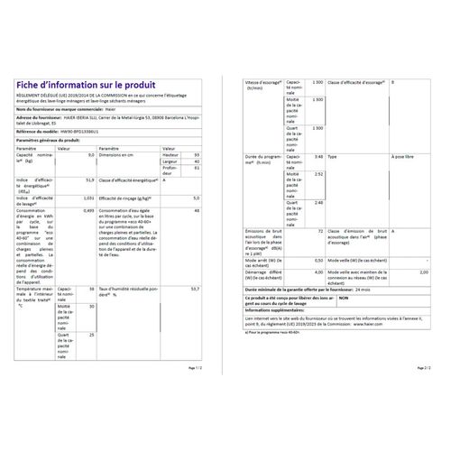 Lave-linge Top 9 kg 1300 trs/mn - Hw90-bpd13386u