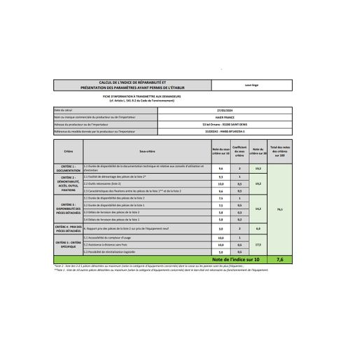 Lave-linge Frontal 8 kg 1400 trs/mn - Hw80bp14929as