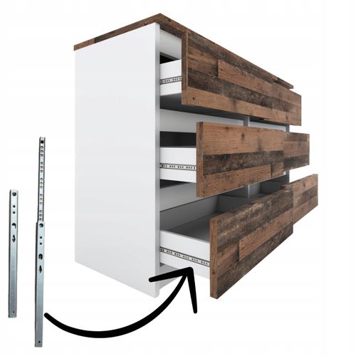 Commode Blanche Vintage 100 Cm – 6 Tiroirs – Meuble TV / Rangement Salon