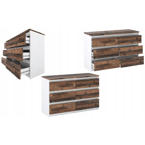 Commode Blanche Vintage 100 Cm – 6 Tiroirs – Meuble TV / Rangement Salon