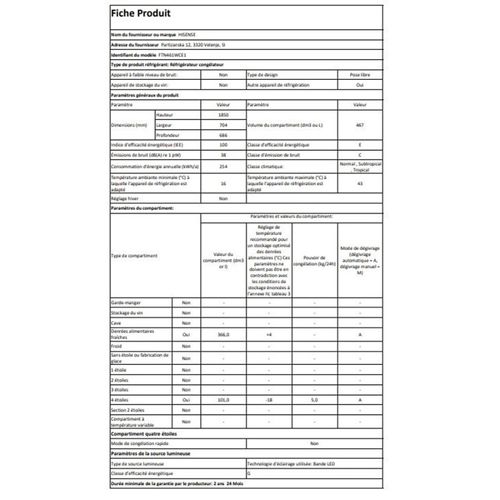 Réfrigérateur 2 Portes 467l Froid ventilé - Ftn461wce1