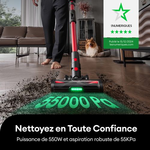 Aspirateur Balai uf16 flex - 55kpa/ 550w /60min - 1l - Batterie amovible- Tube pliable