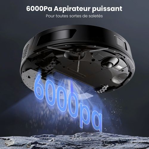 Aspirateur Robot Laveur 5000pa Q8, Robot Aspirateur 3 En 1, 200 Min D'autonomie