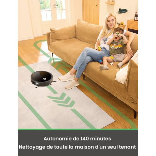 Cleanova W6-3000pa Aspirateur Robot-140min Autonomie-connecté Alexa/app/ifttt-ultra Mince Silencieux