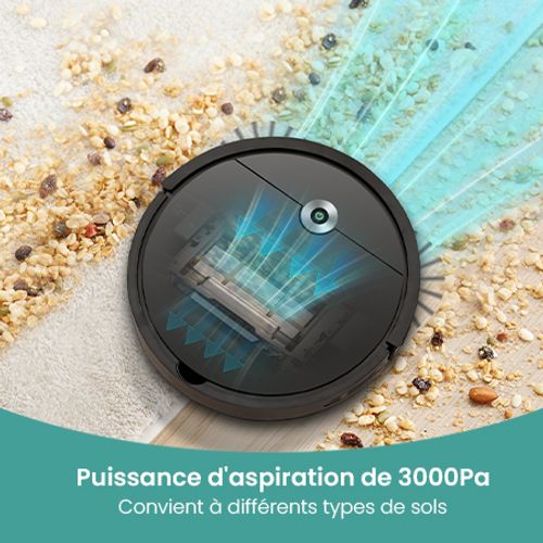 Cleanova W6-3000pa Aspirateur Robot-140min Autonomie-connecté Alexa/app/ifttt-ultra Mince Silencieux