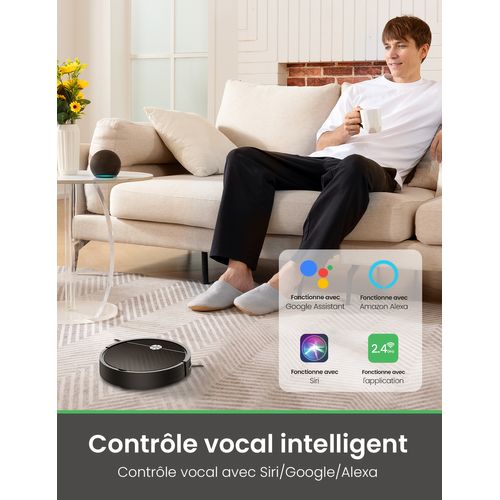 Cleanova W6-3000pa Aspirateur Robot-140min Autonomie-connecté Alexa/app/ifttt-ultra Mince Silencieux