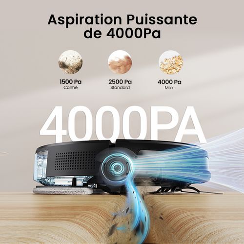 Cleanova W7-4000pa Aspirateur Robot Laveur-120min Autonomie-alexa/app/ifttt-ultra Silencieux 55db