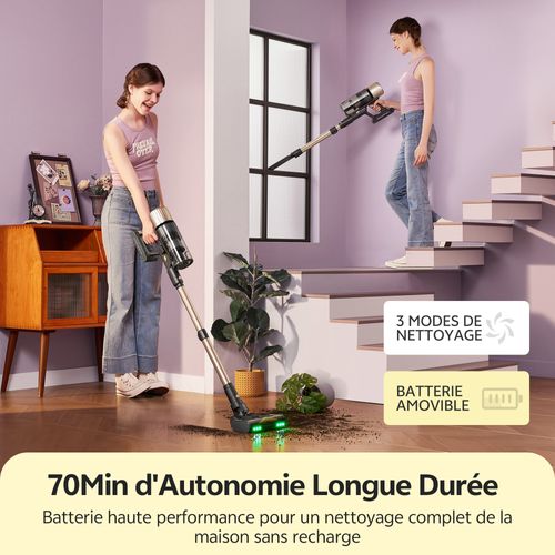 UP15 - Aspirateur Balai Sans Fil- 70kpa - Autonomie 70 Min - Tube Télescopique
