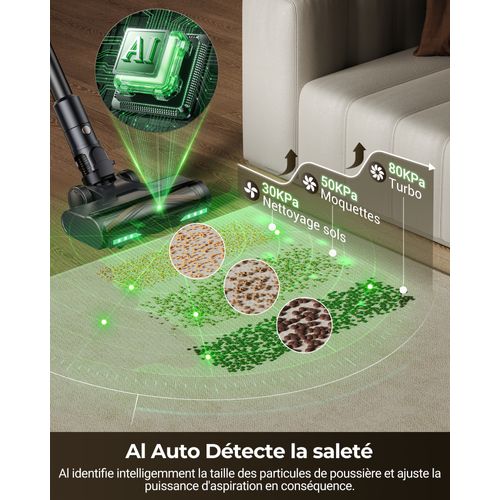 Aspirateur Balai Sans Fil - P020 Onepass - 70 Min/70kpa/680w - Tube Pliable - Avec Réservoir D'eau