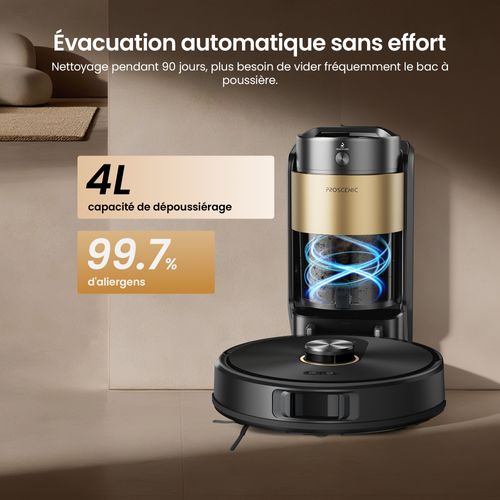 Qo20 Plus Robot Aspirateur Laveur 10,000pa Avec Station Sans Sac Vidage Automatique, 200min, 4l