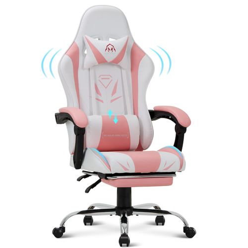 Chaise Gaming Ergonomique Avec Repose-pieds, Capacité De Charge Max 136 Kg, Rose