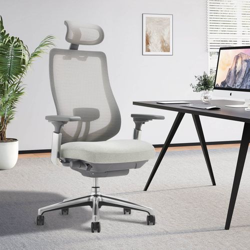 Chaise De Bureau Avec Accoudoirs 4d Et Siège Réglable Avant-arrière, Confort Optimal, Gris Claire