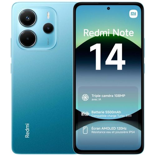 Smartphone Redmi Note 14 16,9 Cm (6.67") Double Sim Hybride 4g USB Type-c 6 Go 128 Go 5500 Mah Bleu