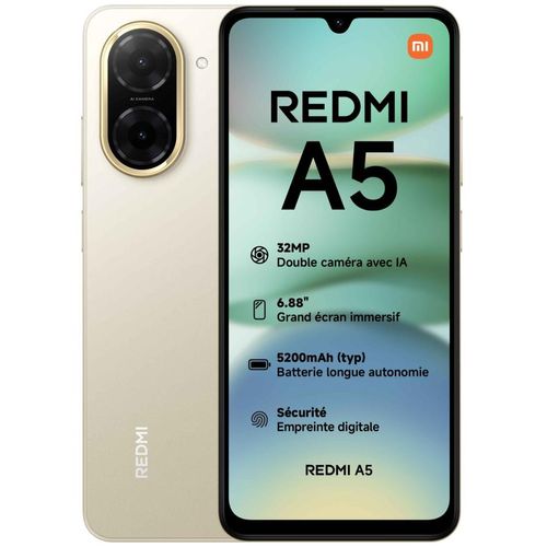 Smartphone Redmi A5 17,5 Cm (6.88") Double Sim 4g USB Type-c 4 Go 128 Go Gold
