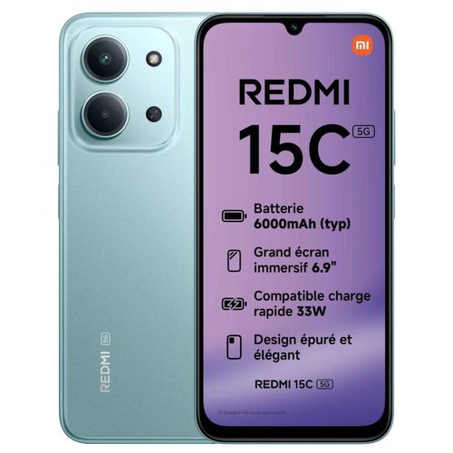 Redmi 15 5g 17,5 Cm (6.9") Double Sim Hybride USB Type-c 8 Go 256 Go 7000 Mah Vert