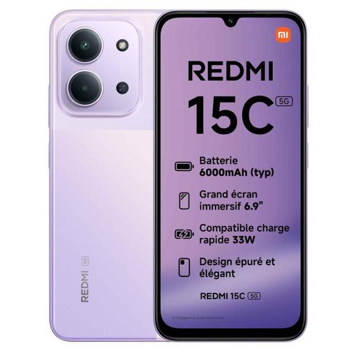 Redmi 15 5g 17,5 Cm (6.9") Double Sim Hybride USB Type-c 8 Go 256 Go 7000 Mah Violet