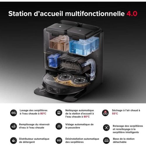 Saros Z70 - Aspirateur Robot Laveur - Bras Articulé Omnigrip - Puissance 22000 Pa - Conception Ultr