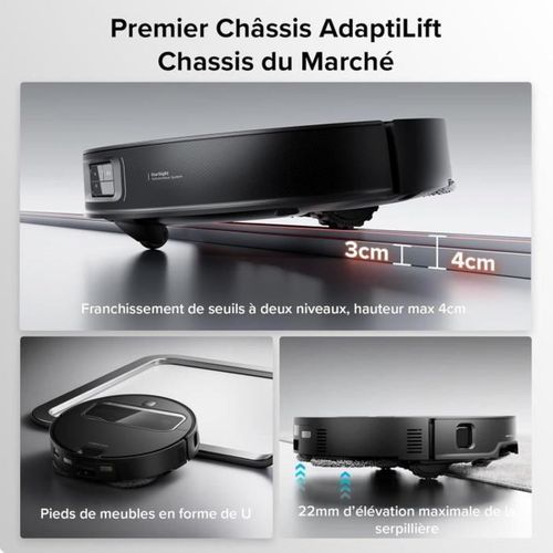 Saros Z70 - Aspirateur Robot Laveur - Bras Articulé Omnigrip - Puissance 22000 Pa - Conception Ultr