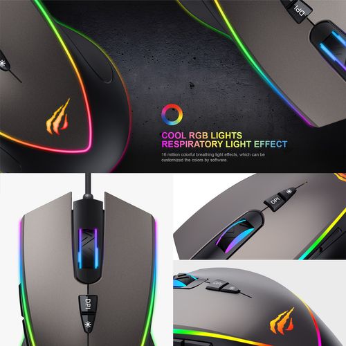 Souris Gamer Ms1017 7 Boutons, 6400 Dpi, Optique, Usb, Rétroéclairage Rgb - Prise En Charge Macros