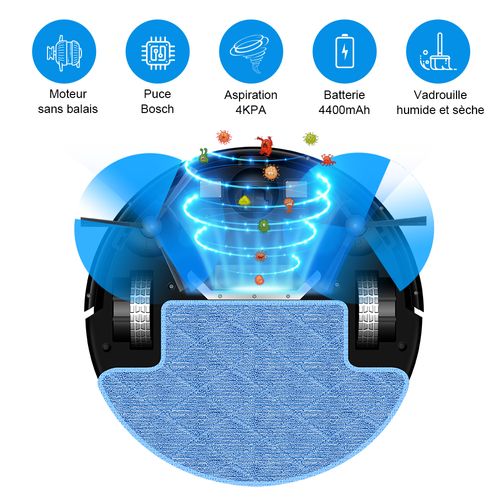 V3S PRO - Aspirateur robot - 4000 Pa -Gyro - Autonomie 120 mn - Batterie 4400mAh