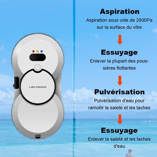 Robot Lave Vitre HCR-10 Noir - Nettoyage auto - Dix chiffons de nettoyage