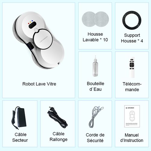 Robot Lave Vitre HCR-10 Noir - Nettoyage auto - Dix chiffons de nettoyage