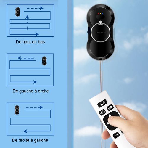 Robot Lave Vitre HCR-10 Noir -   Nettoyage auto -  Dix chiffons de nettoyage