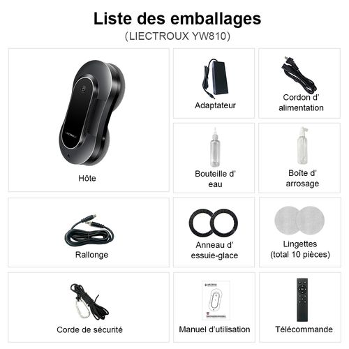 Robot Lave Vitre YW810 - Contrle APP - Double Pulvrisation - 10 Lingettes