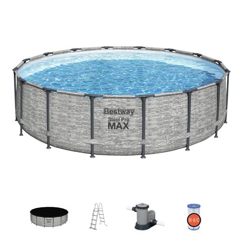 Kit Piscine Tubulaire   Steel Pro Max  488 X 122 Cm  Ronde Livrée Avec Pompe De Filtration