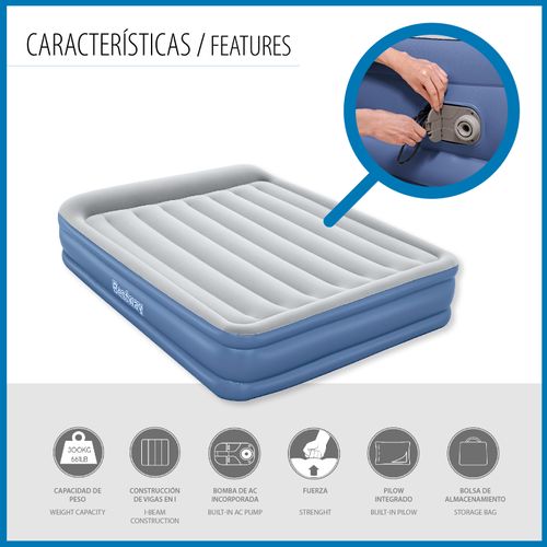 Matelas Gonflable Électrique Tritech 2 Places - 203 x 152 x 46 cm