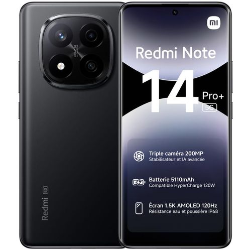 Smartphone Xiaomi Redmi note 14 pro+ 5g noir 512Go