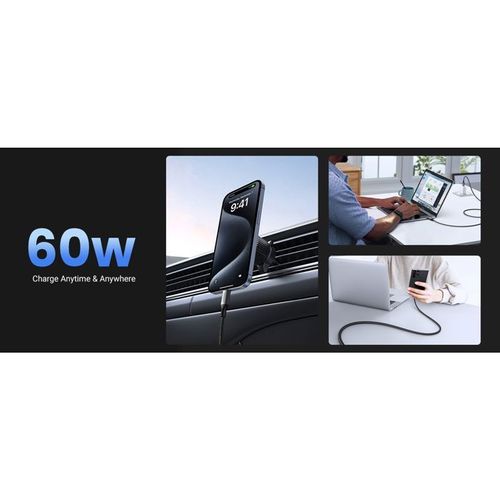 Câble USB-c - Câble Data 1 M - 60w - Nylon - Pd - Noir