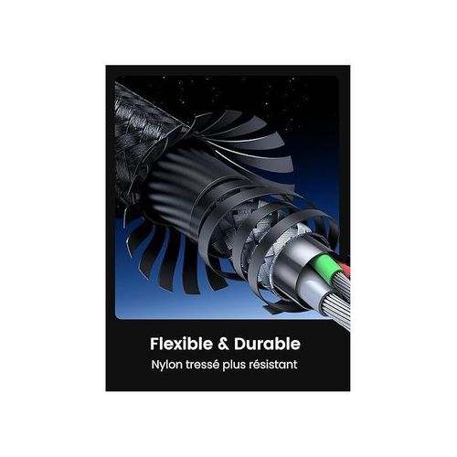 Câble USB-c - Câble Data 1 M - 60w - Nylon - Pd - Noir