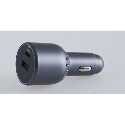 Chargeur Voiture - 1 USB-c + 1 USB-a - 63w - Gris