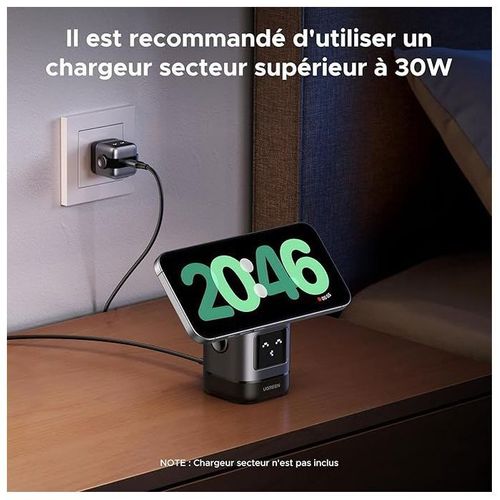 Station De Charge 2 En 1 - Robot - Qi2 - Noir