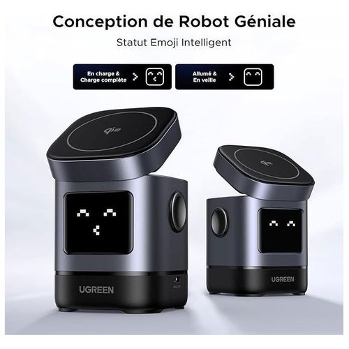 Station De Charge 2 En 1 - Robot - Qi2 - Noir