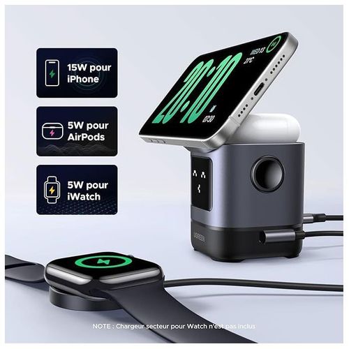 Station De Charge 2 En 1 - Robot - Qi2 - Noir