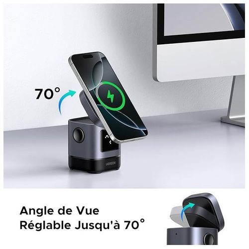 Station De Charge 2 En 1 - Robot - Qi2 - Noir