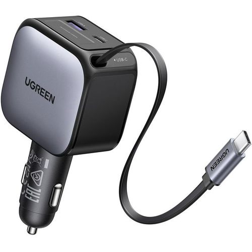 Chargeur Voiture - 90w - USB-a Et USB-c - Rétractable - Noir