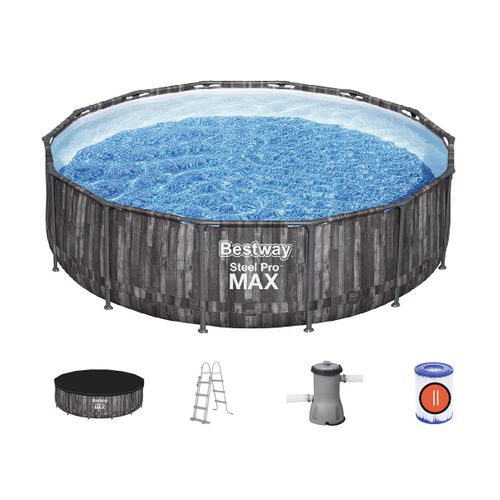 Piscine Tubulaire Steel Pro Max Décor Bois Ronde 4,27 X 1,07 M