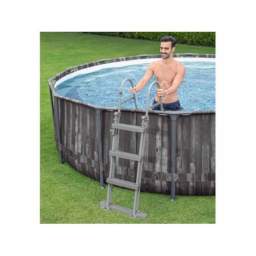 Piscine Tubulaire Steel Pro Max Décor Bois Ronde 4,27 X 1,07 M