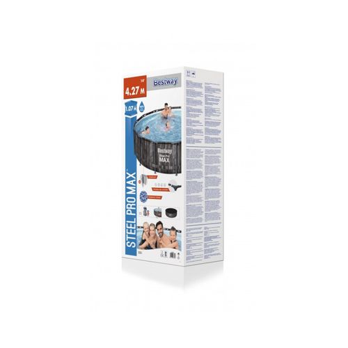 Piscine Tubulaire Steel Pro Max Décor Bois Ronde 4,27 X 1,07 M