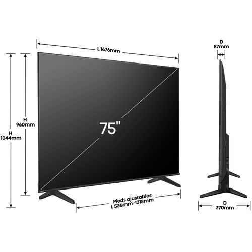 75a6q - TV LED 75 (189 Cm) - 4k Uhd 3840x2160 - Hdr10+ - TV Connecté - 3xhdmi 2.1 - Wifi