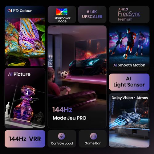 Téléviseur 4K QLED 55'' 139 cm HISENSE 55E77Q PRO