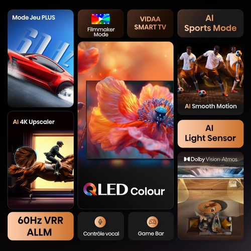 Téléviseur 4k QLED 50'' 126cm HISENSE 50E77Q Noir