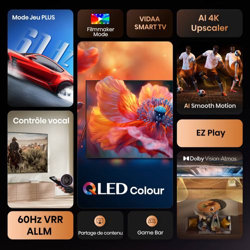 Téléviseur 4K QLED 55'' 139 cm HISENSE 55A76Q